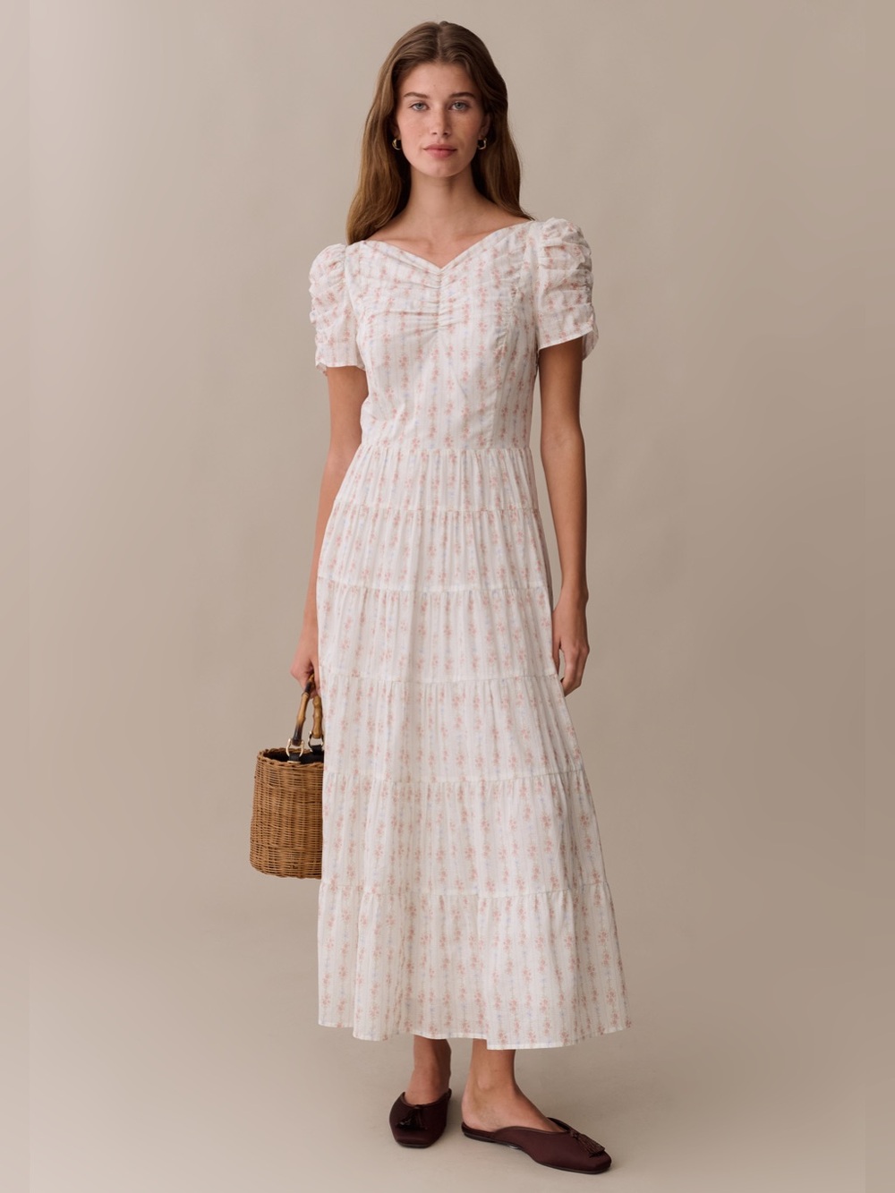 NWT Few Moda Nievia Dress size Large L Cotton Rosy Ribbon Floral Sorella midi